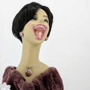 Vintage Necklace and Earrings Set Sterling Silver & Mother of Pearl /Abalone Set